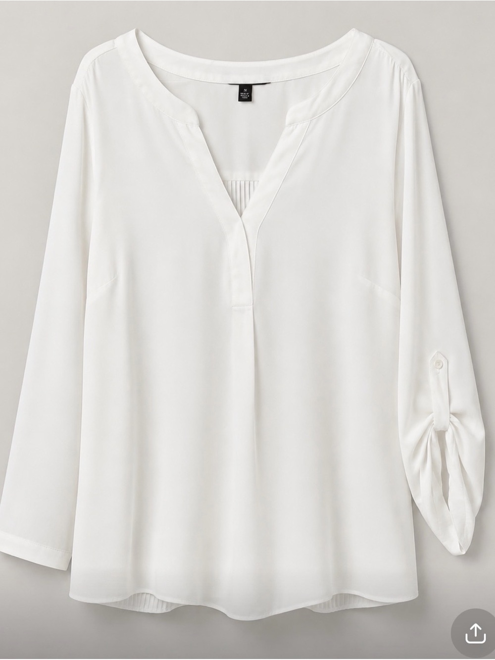Zac & Rachel Cream V-Neck Roll-Tab Tunic